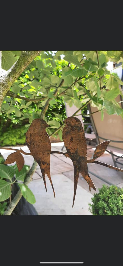 Metal Bird Tree Pair Of Swallows Rusty Rustic Gifts Loved Perfect