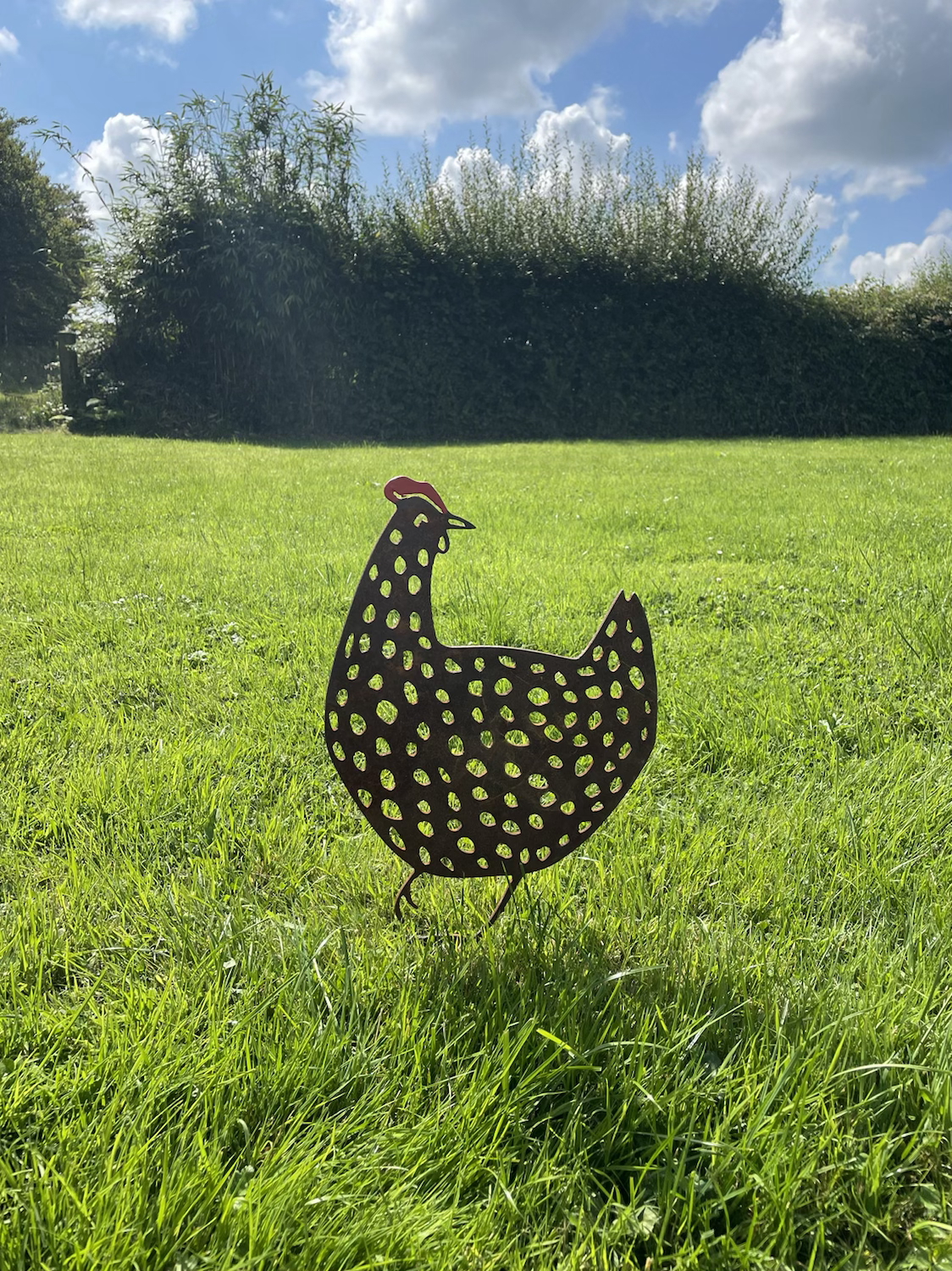 Rusty Rooster Metal Marjorie Chicken Rustic Garden Sculpture Chickens