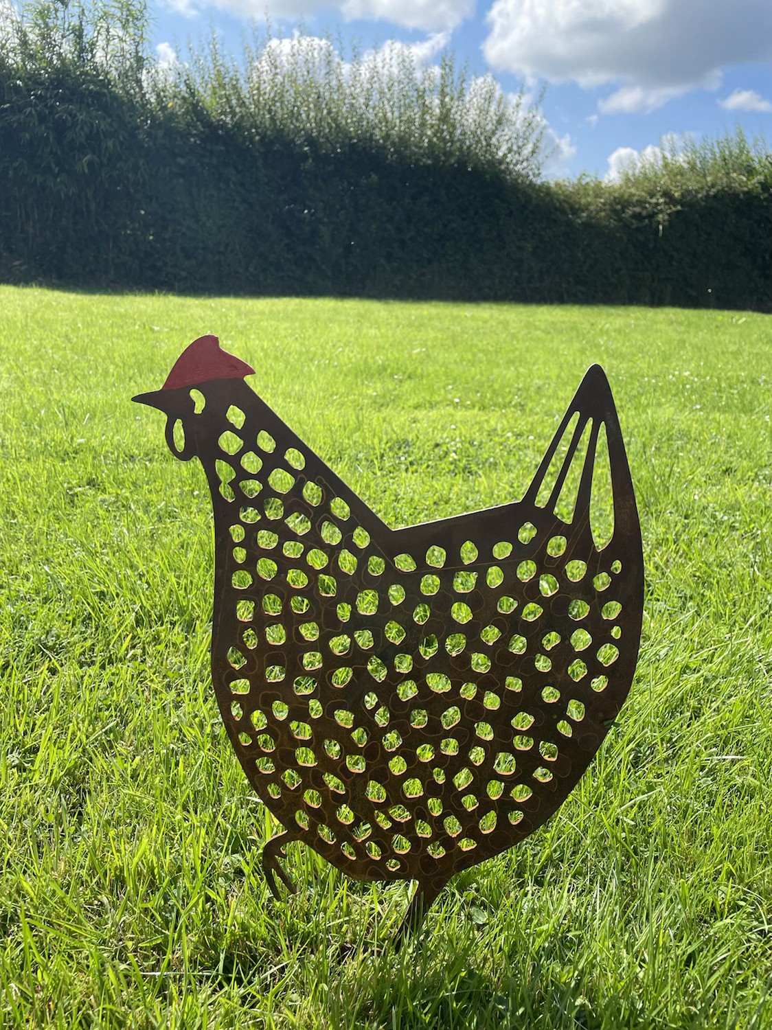 Rusty Rooster Metal Chicken Rustic Garden Sculpture Chickens Betty