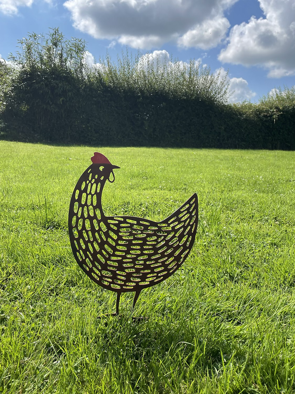 Thumbnail: Rusty Rooster Metal Chicken Rustic Garden Sculpture Chickens Gloria
