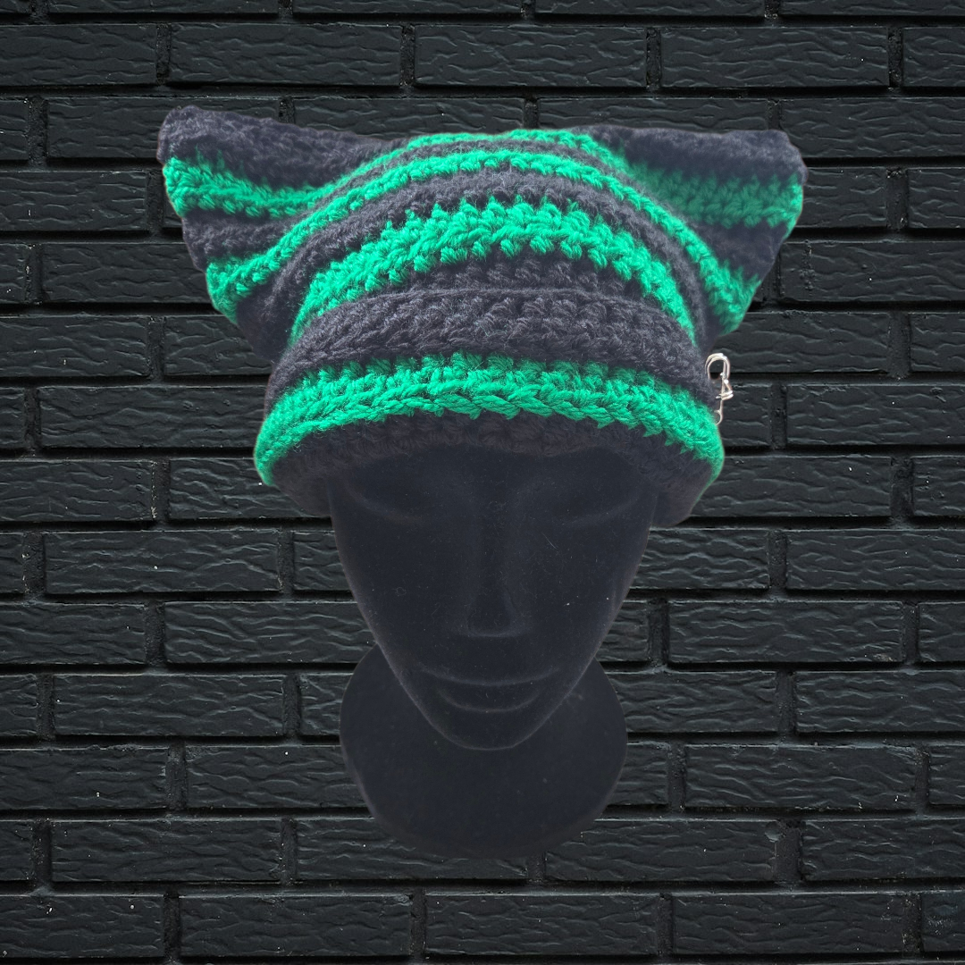 Goth/Emo Cat Ear Beanie - Green