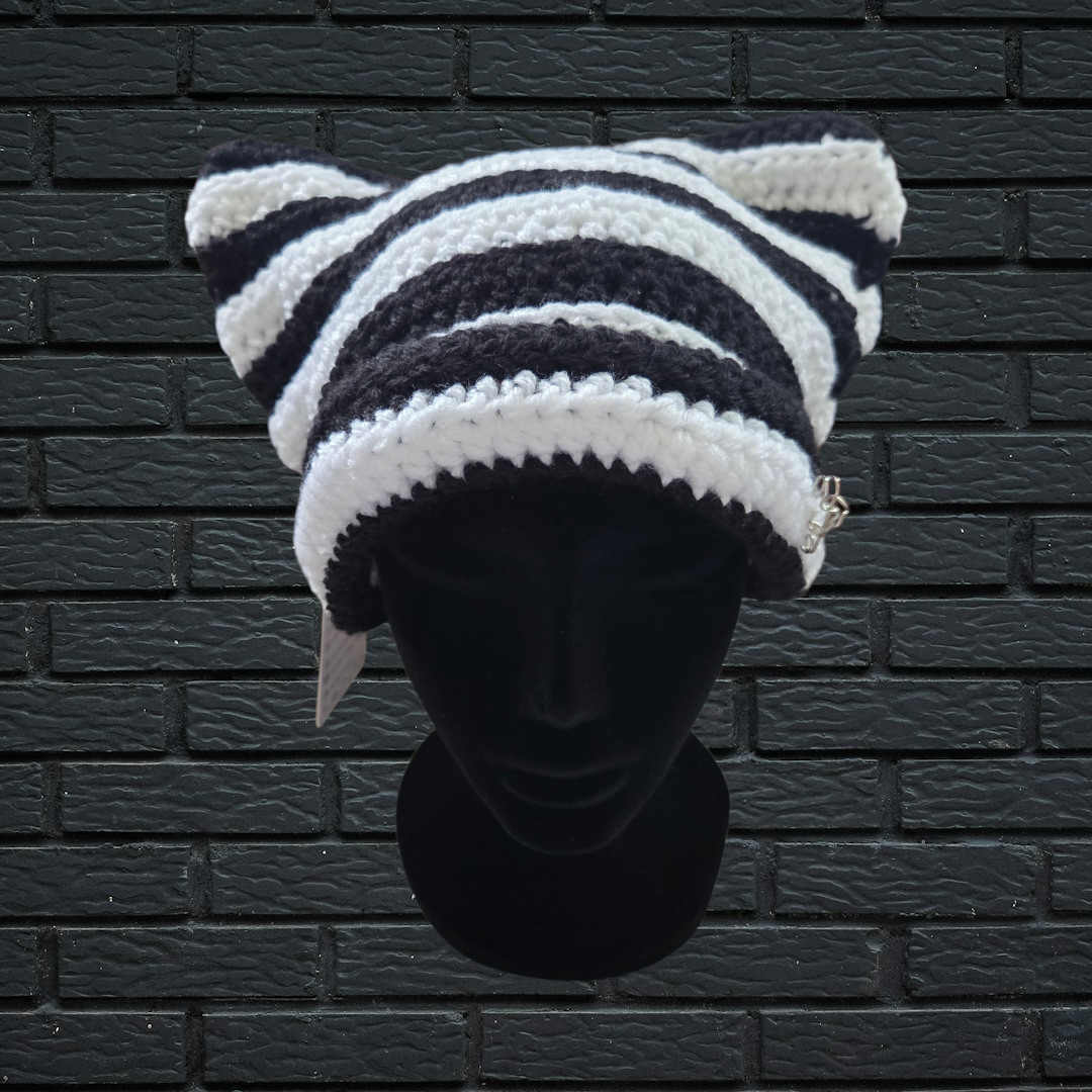 Goth/Emo Cat Ear Beanie - White