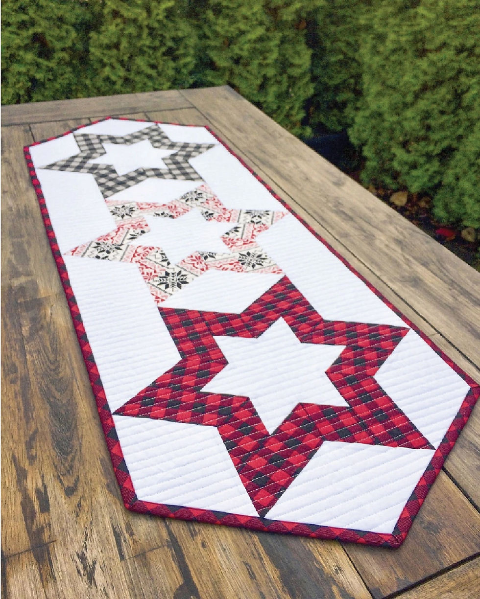 Finished table runner, Hollow Star pattern by Cut Loose Press