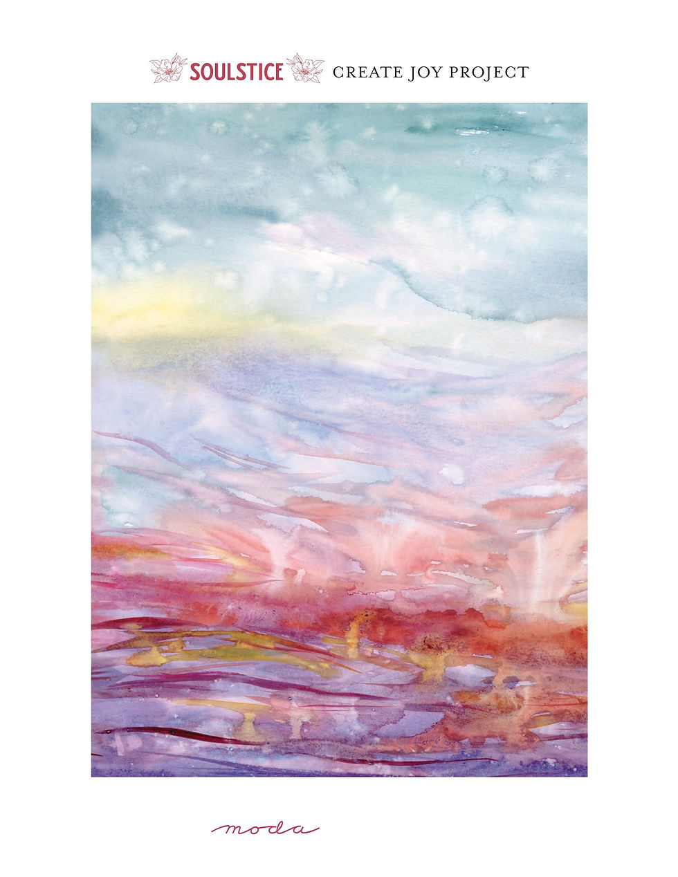 Fabric Panel of sunset with pinks, blues, and purples that comes in the Fat Quarter Bundle