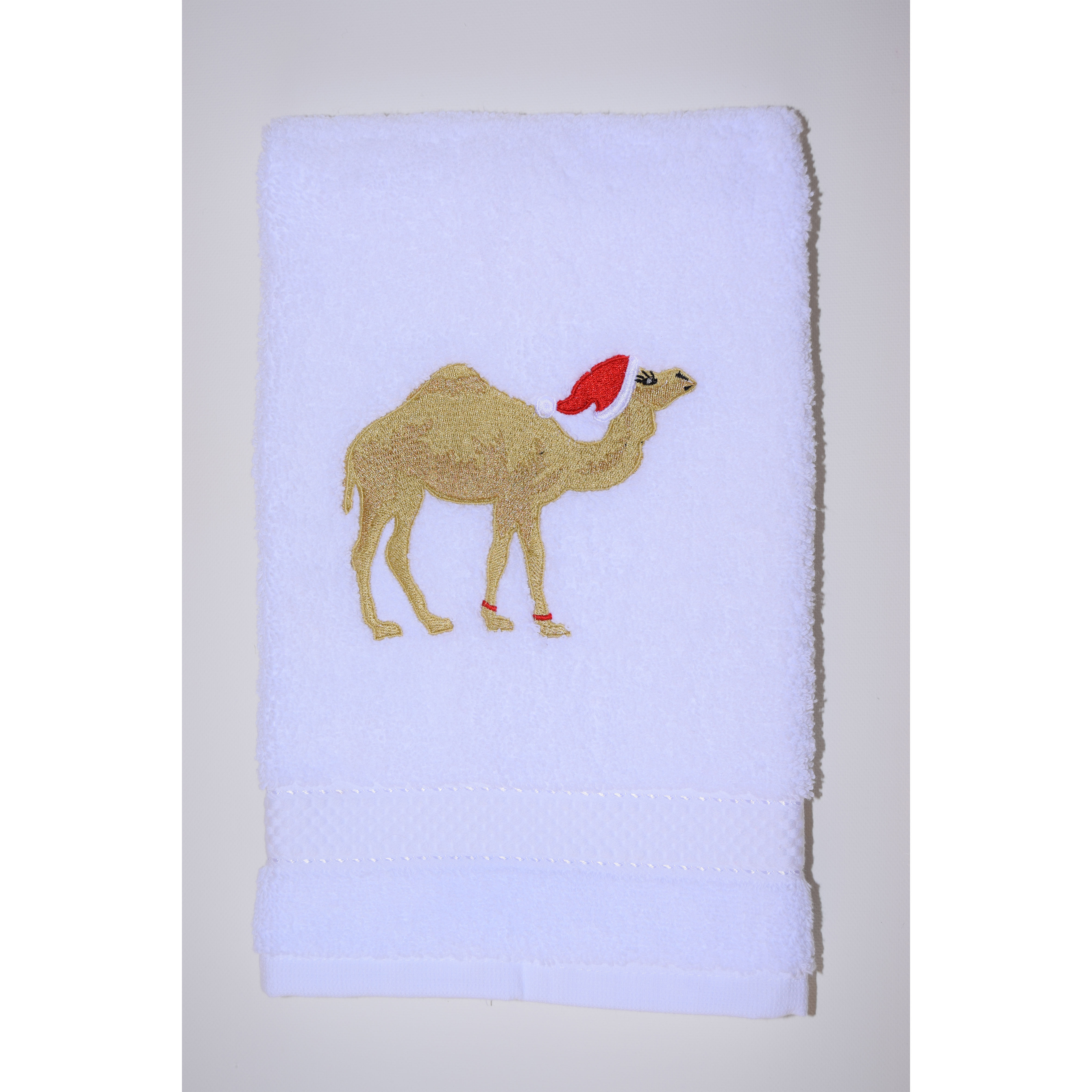 Camel with Santa Hat Cotton Hand Towel