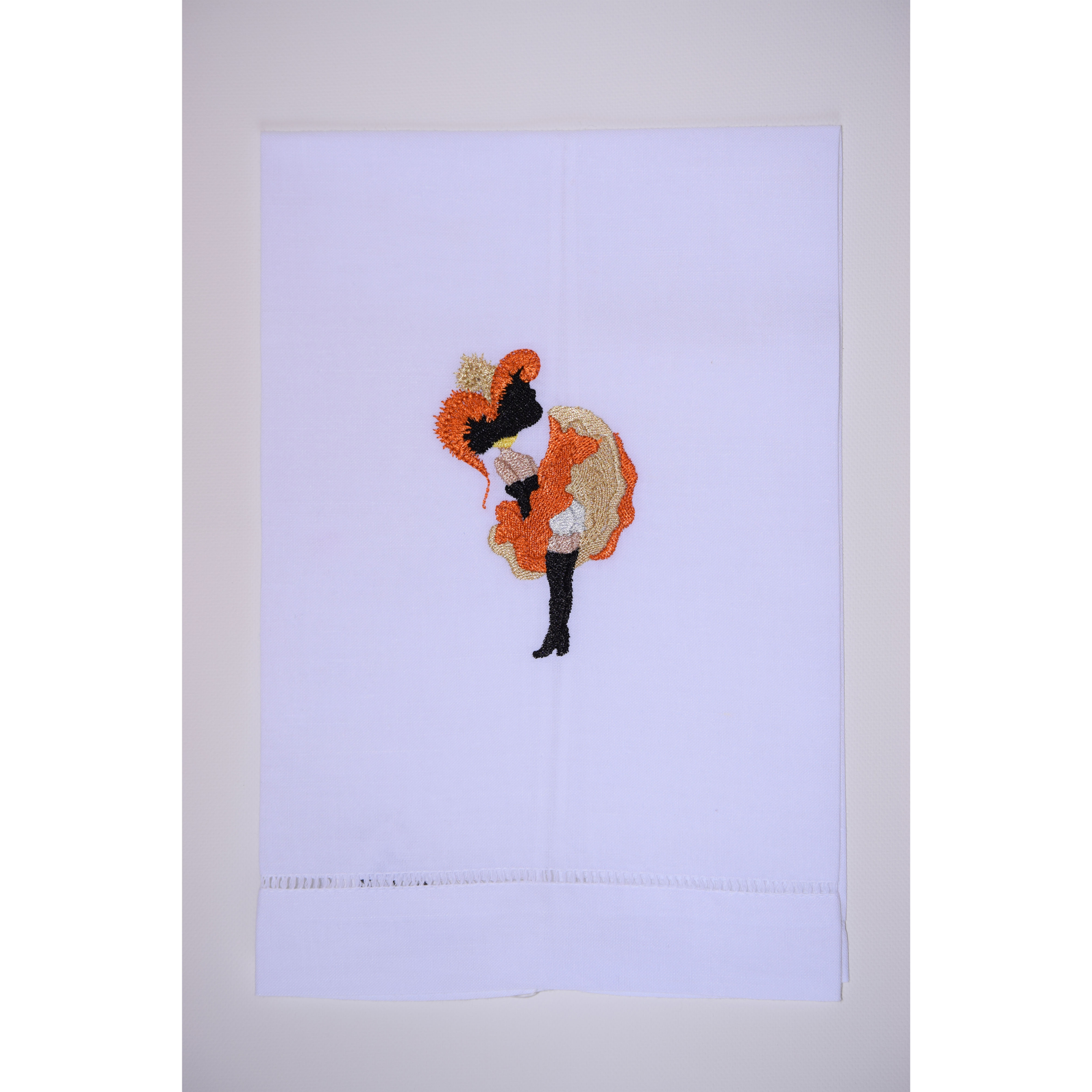 Can Can Girl-Orange Linen Guest Towel