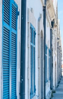 Blue shutters in Larnaca