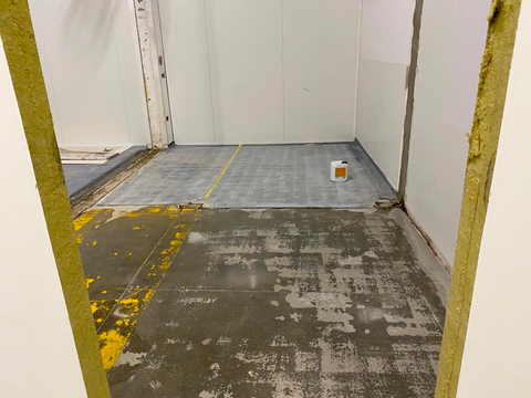 Preparation of Pack Off and Gown Down Room floor prior to levelling up screed being a
