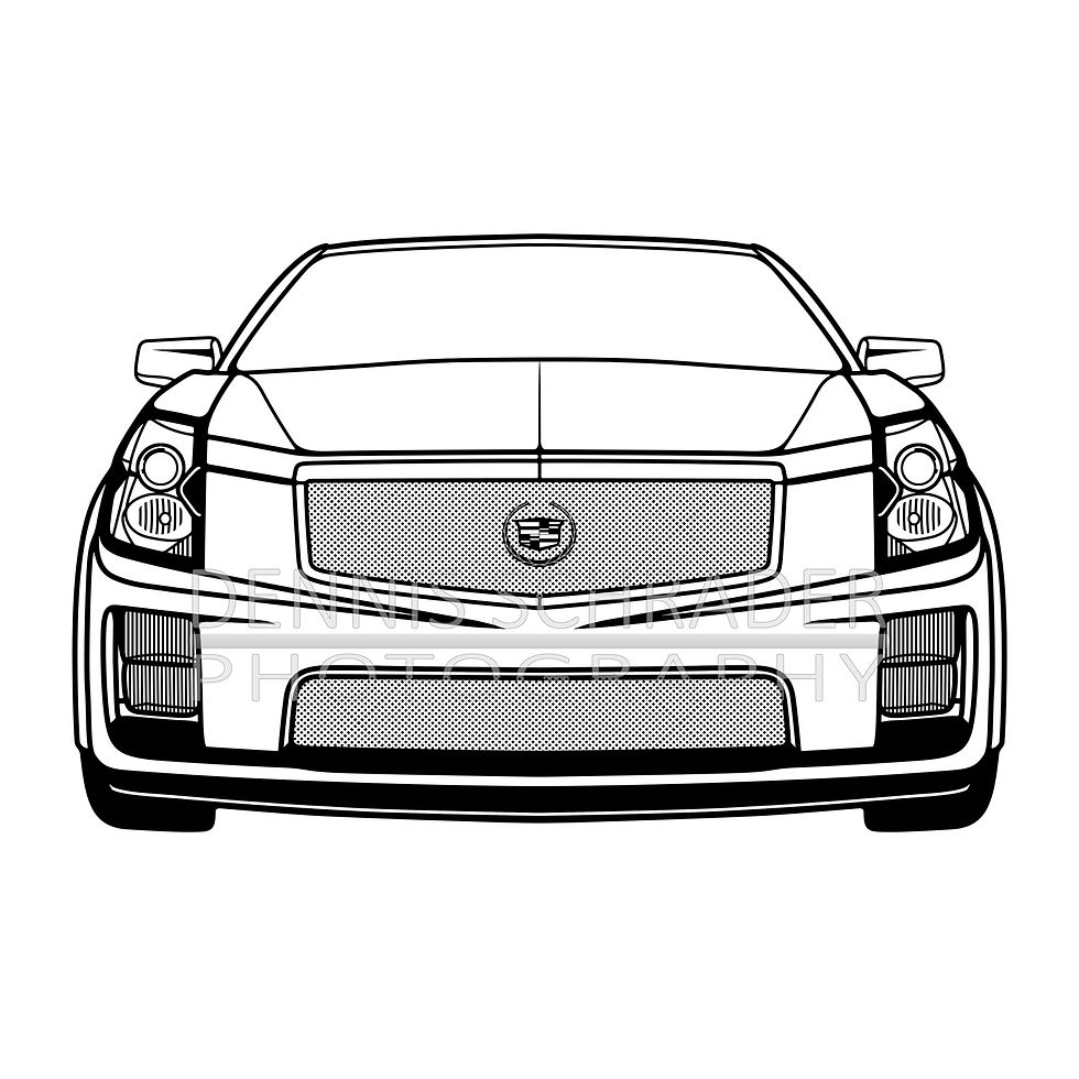 Thumbnail: Cadillac CTS-V 2007 Front Digital Download Car Illustration svg Vector