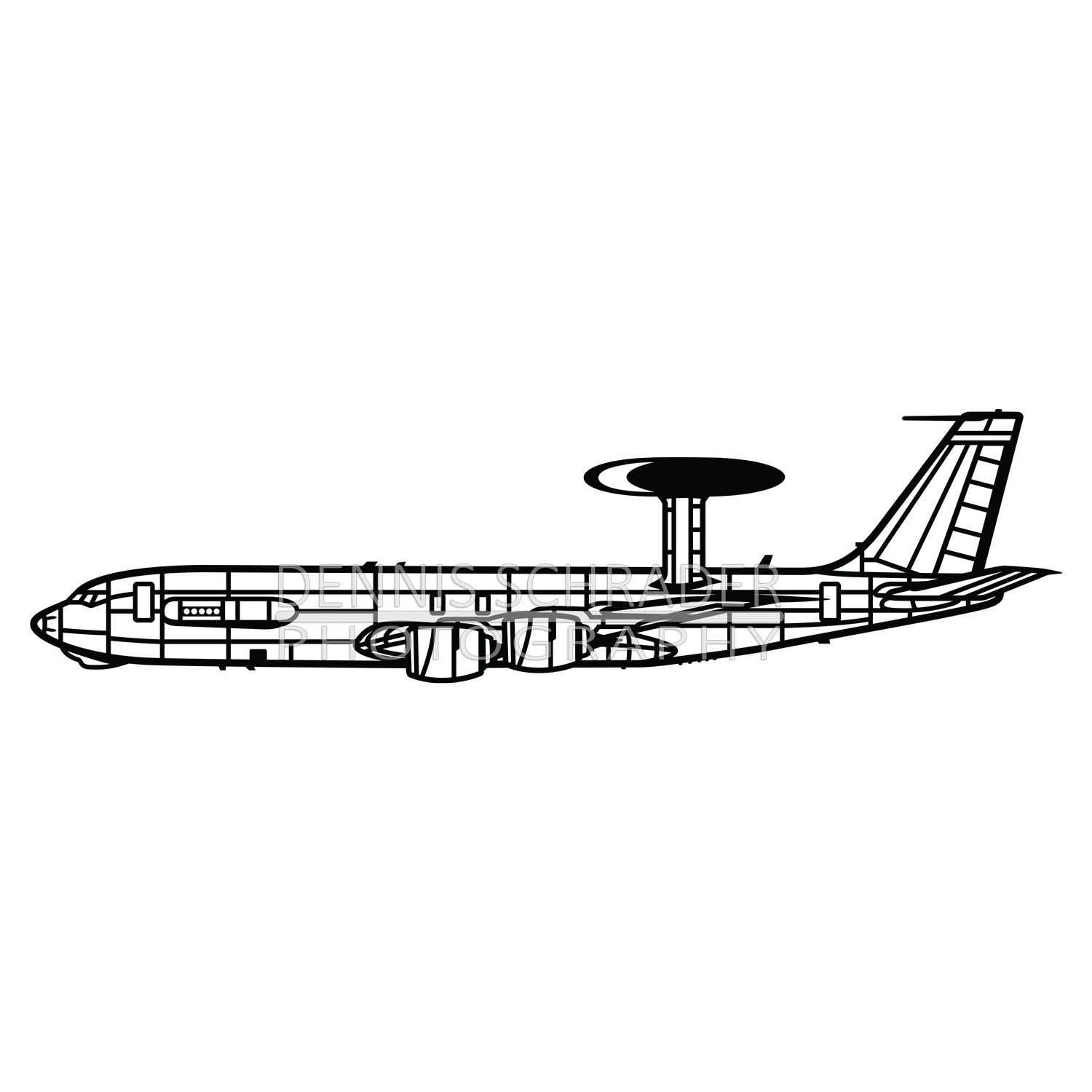 E-3 Sentry AWACS Military Plane Digital Download Illustration svg Vector