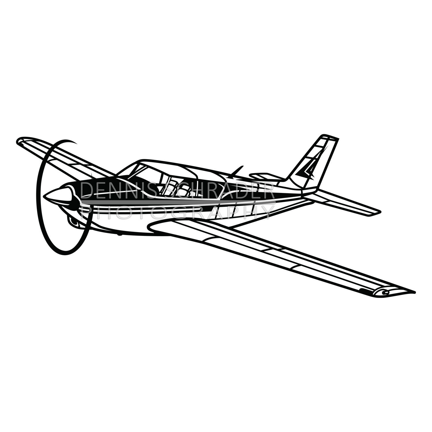 Piper PA24-250 Comanche 3QTR Plane Digital Download Illustration svg Vector