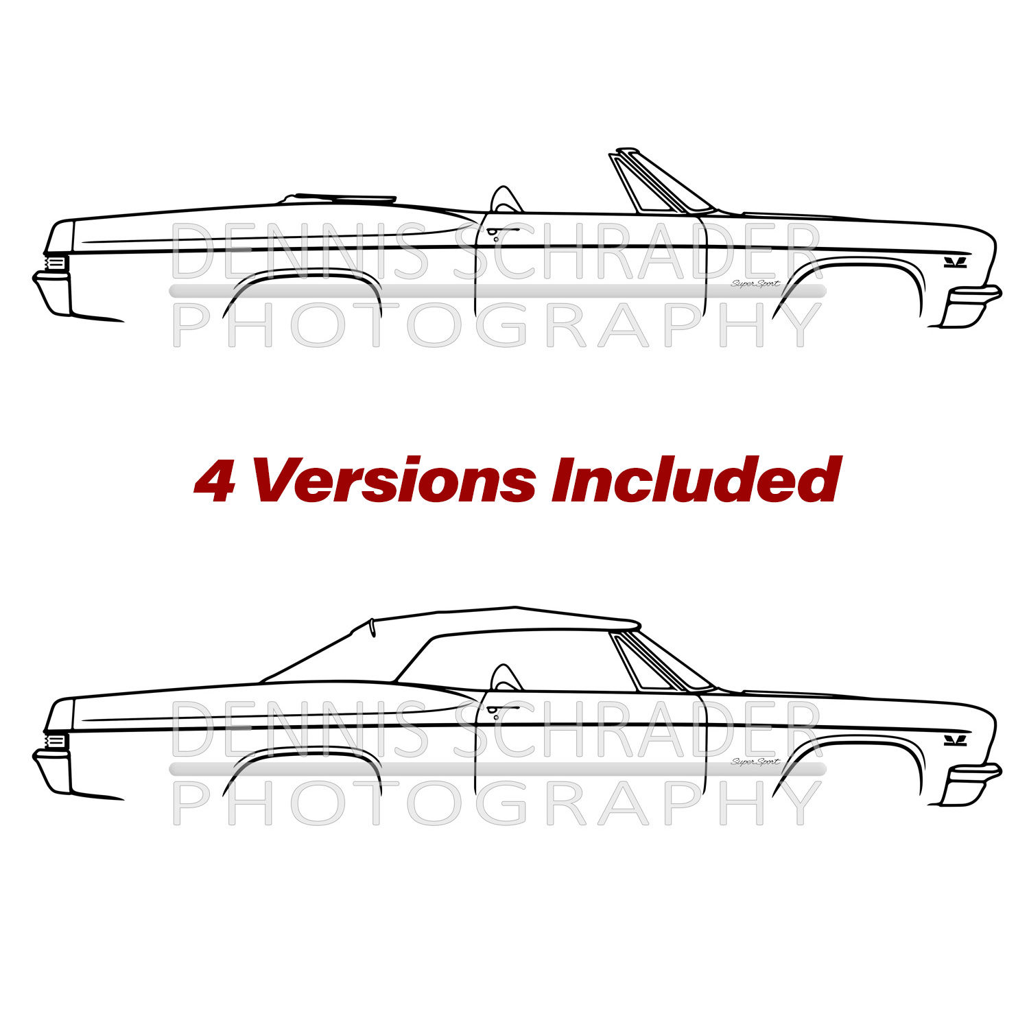 Chevrolet Impala Convertible SS 66 Digital Download Car Illustration svg Vector