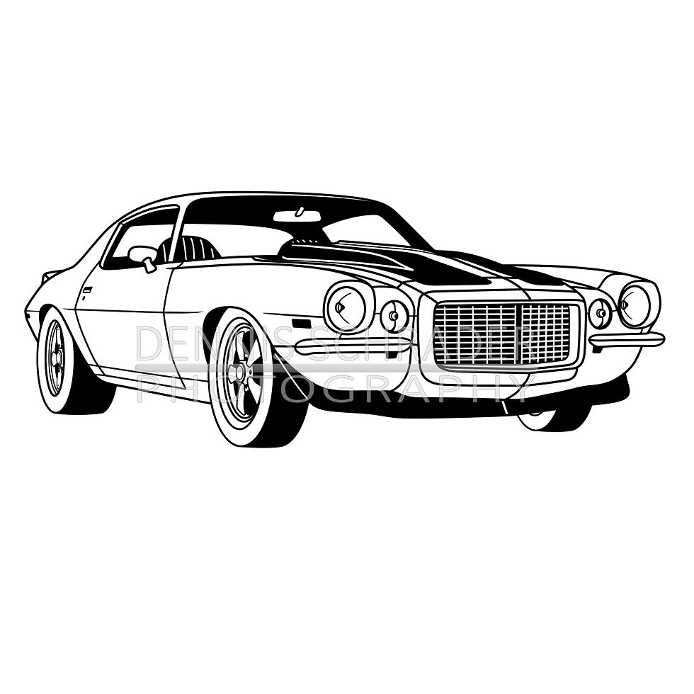 Thumbnail: Chevrolet Camaro 1971 Front Digital Download Car Illustration svg Vector