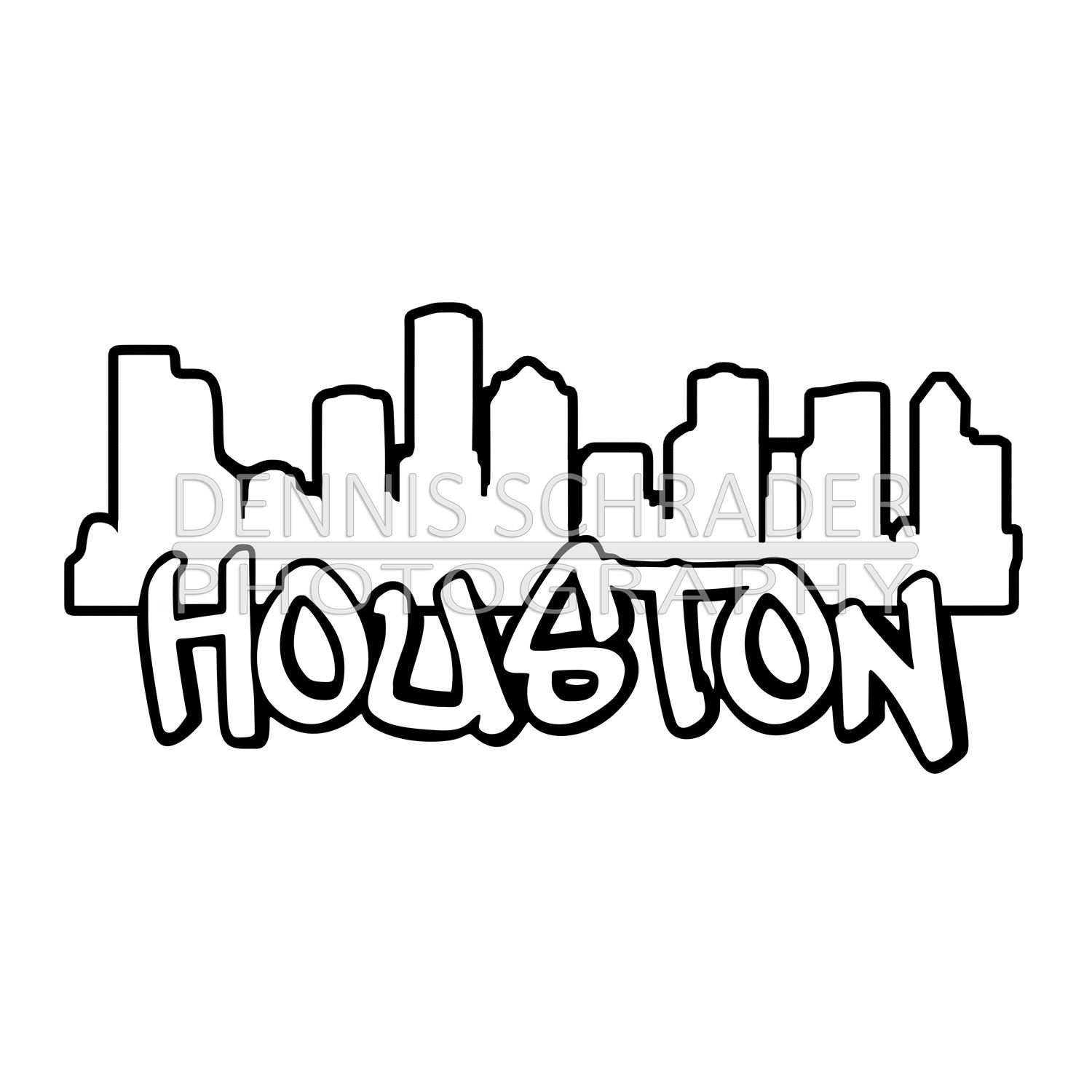 Houston City Skyline Graphic Digital Download Illustration svg Vector