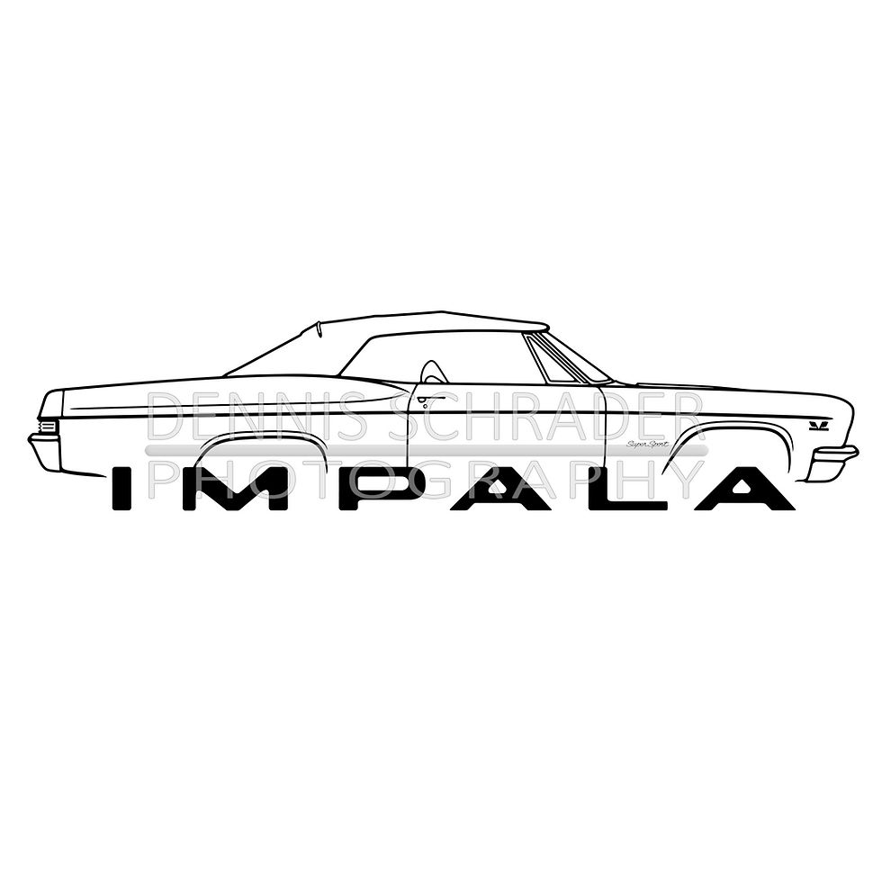 Thumbnail: Chevrolet Impala Convertible SS 66 Digital Download Car Illustration svg Vector