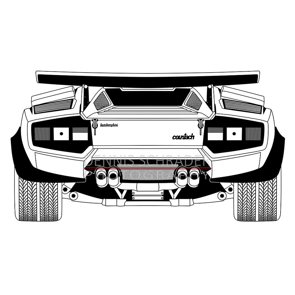 Thumbnail: Lamborghini Countach Rear Digital Download Car Illustration svg Vector