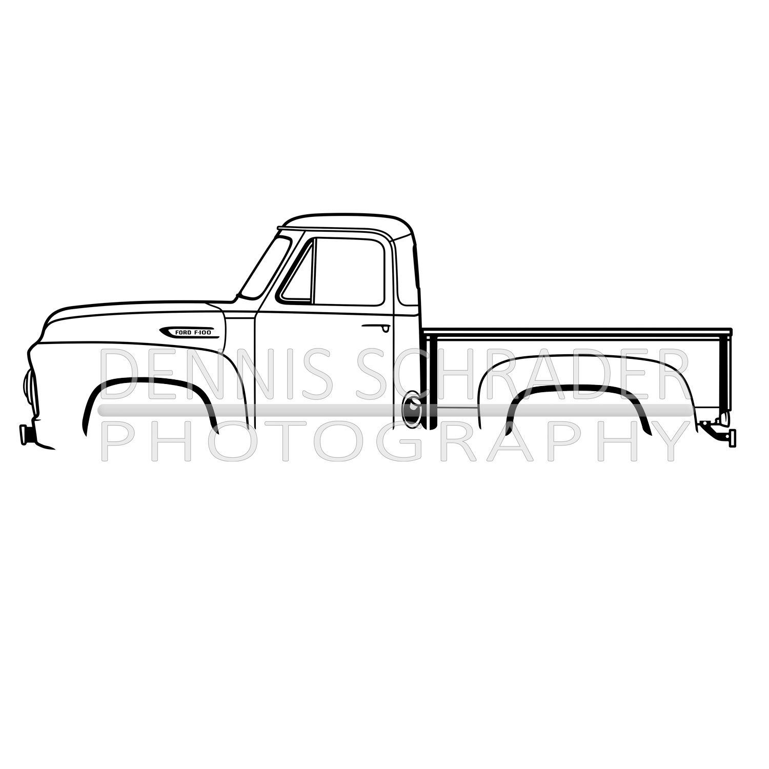 Ford F100 Pick Up 1953 Digital Download Truck Illustration svg Vector