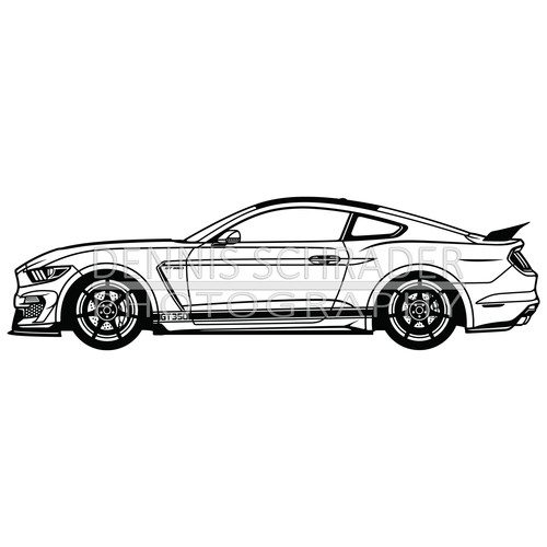Gt350 Vector Ford Mustang GT350 2017 Full Car Digital Download Car Illustration svg ...