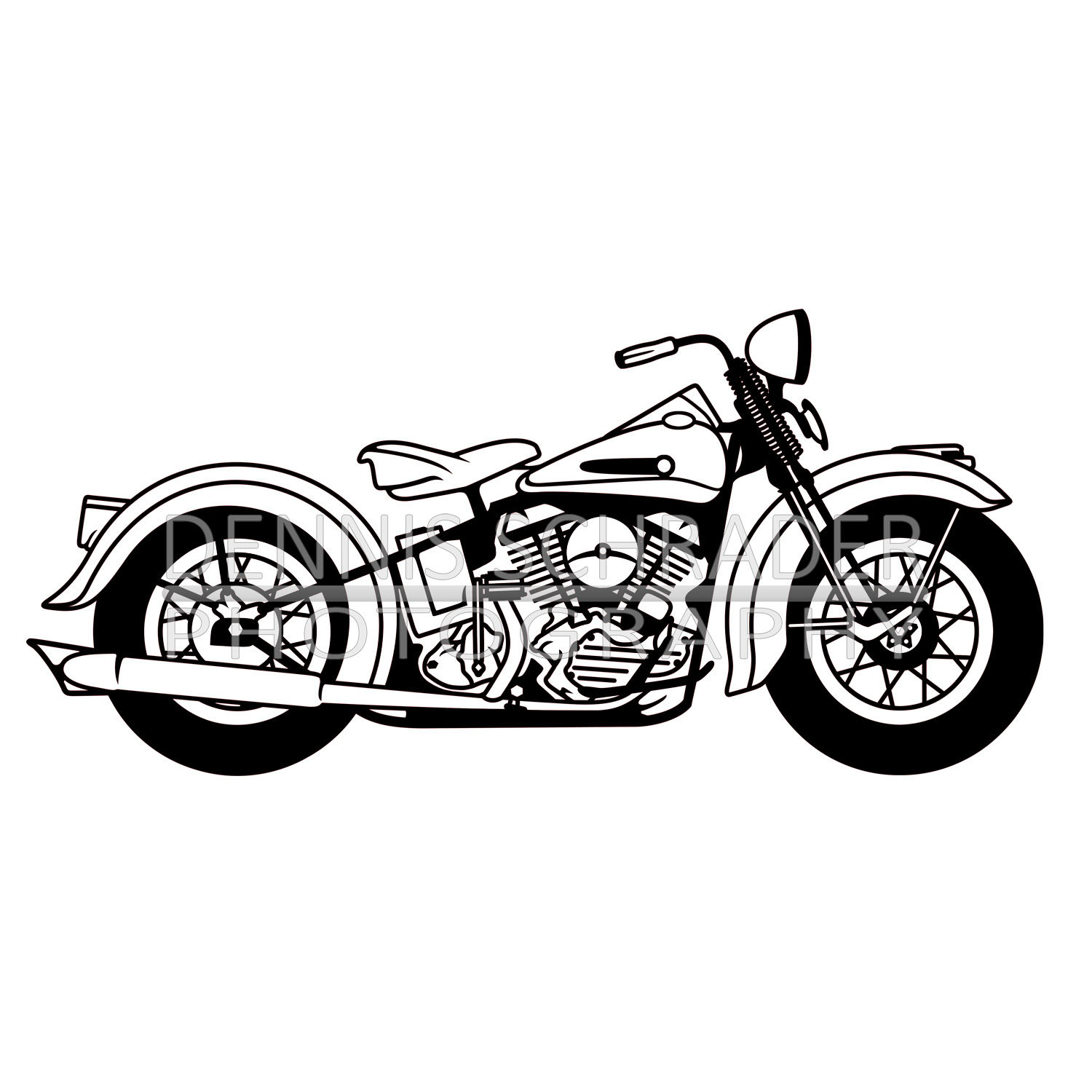 Harley Davidson Classic Custom Digital Download Bike Illustration svg Vector