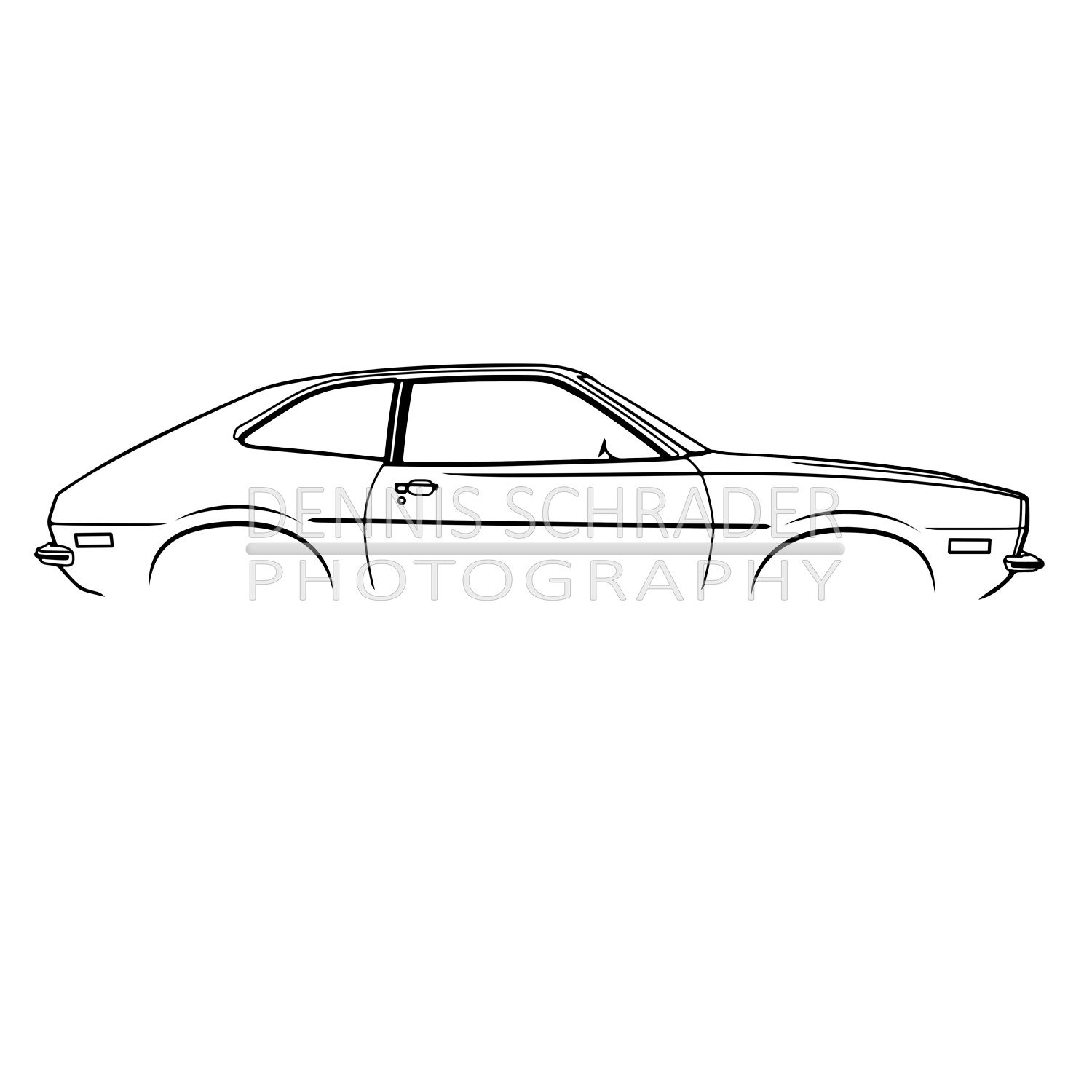 Ford Pinto Hatchback 1971 Digital Download Car Illustration svg Vector