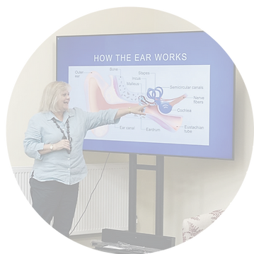 Image showing WNDA manager & audiologist Anna Pugh delivering our tailored Deaf Awareness training to a local organisation