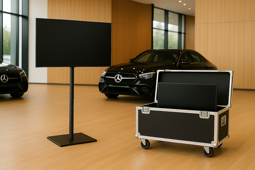 TV huren. Monitor veilig in flightcase geleverd