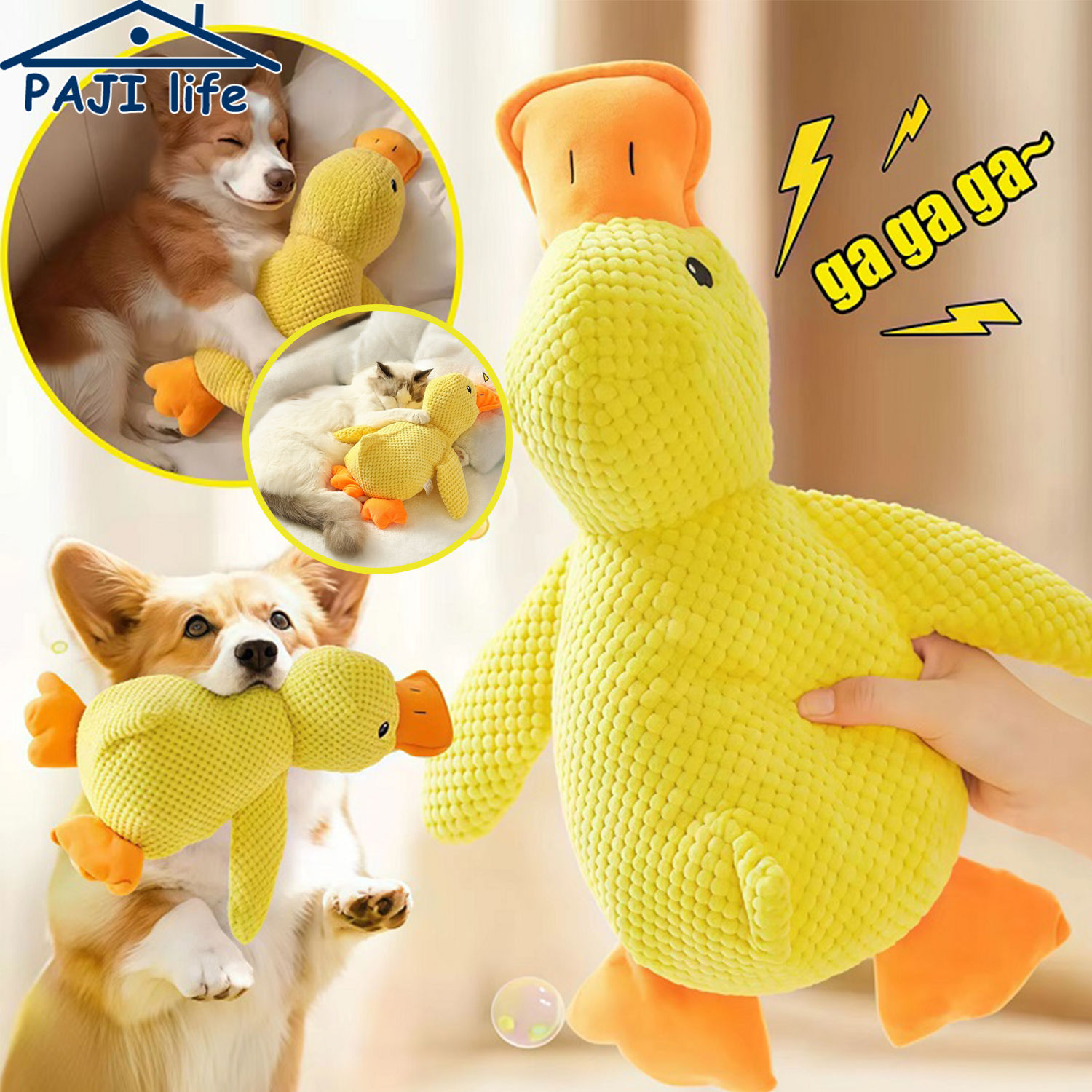 Durable squeaky plush duck for dogs