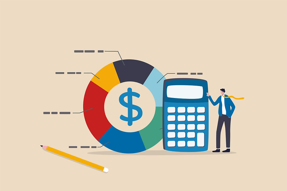 Graphic of a pie chart and calculator