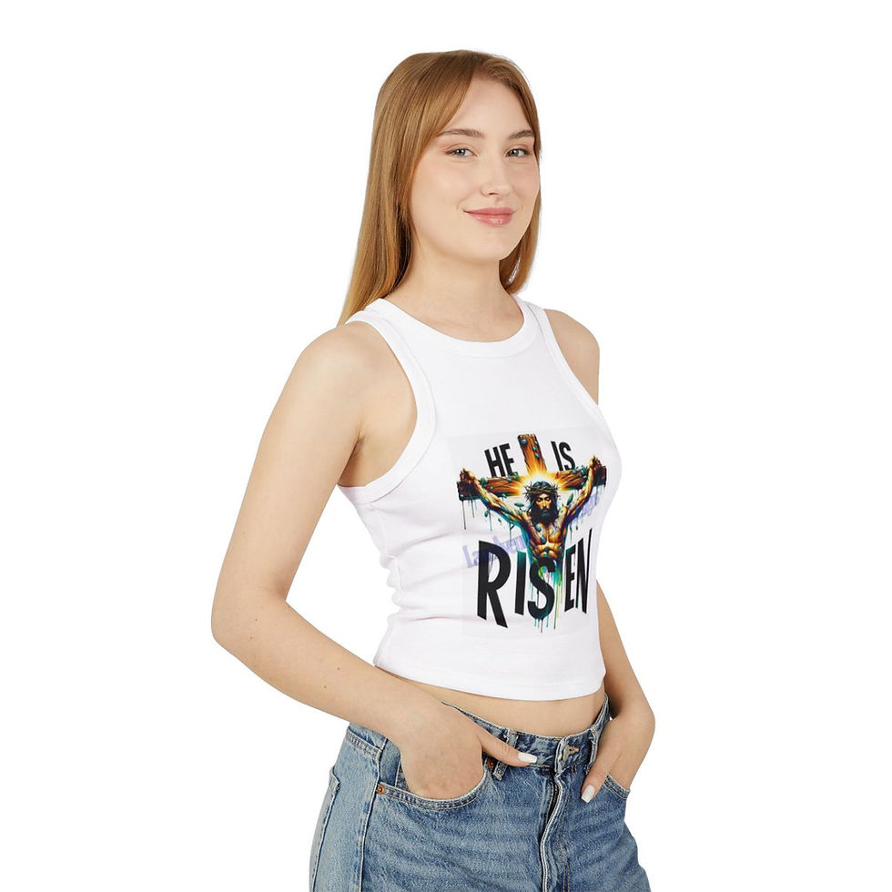 HE is Risen-Women's Micro Rib Racer Tank Top
