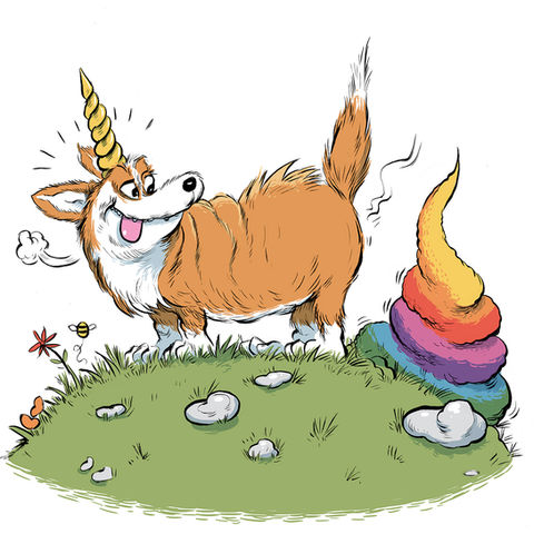 Unicorn Corgy with rainbow poop