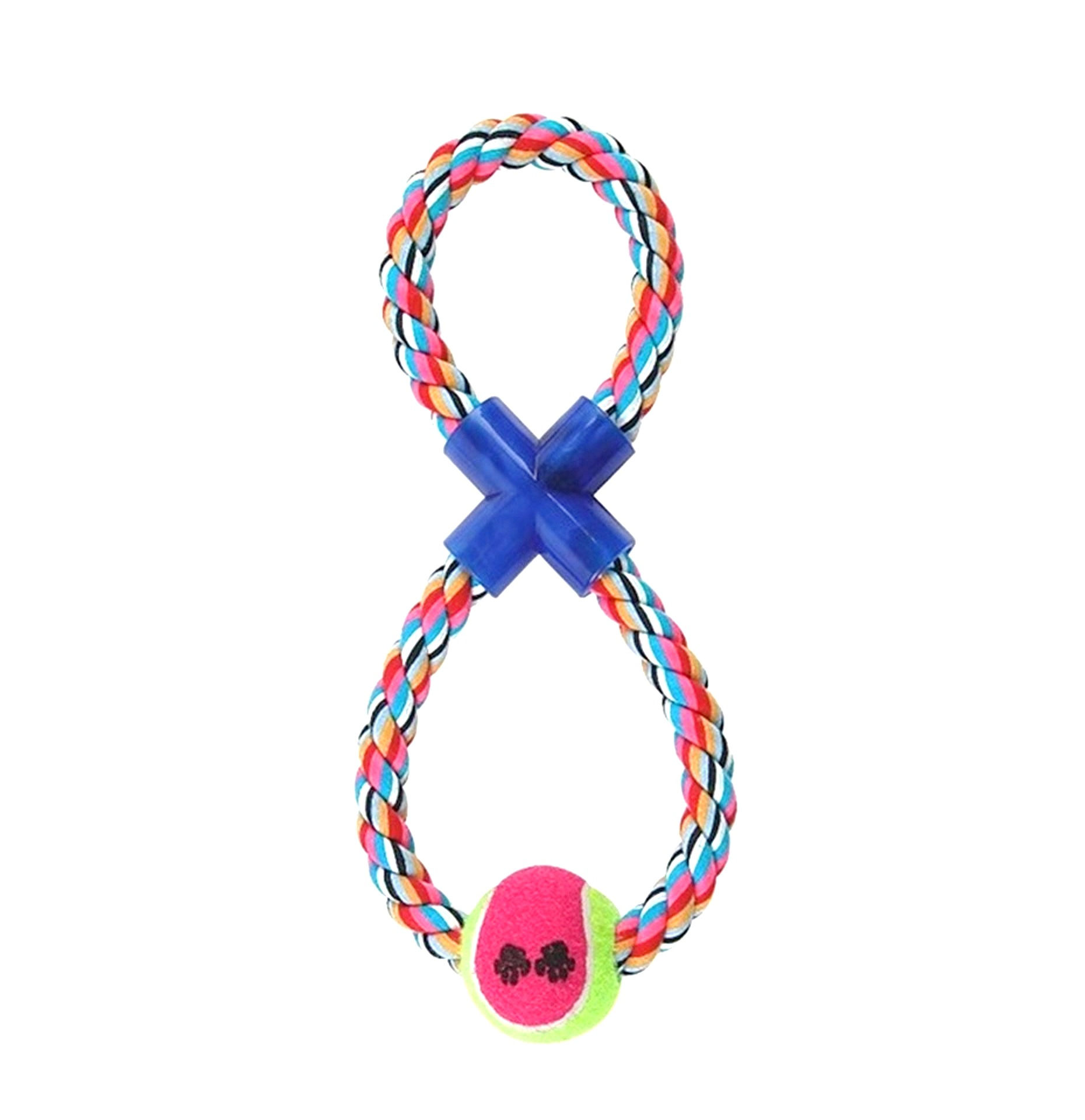 Juguete de soga forma de 8 de 13" con pelota de tenis de 2.5''