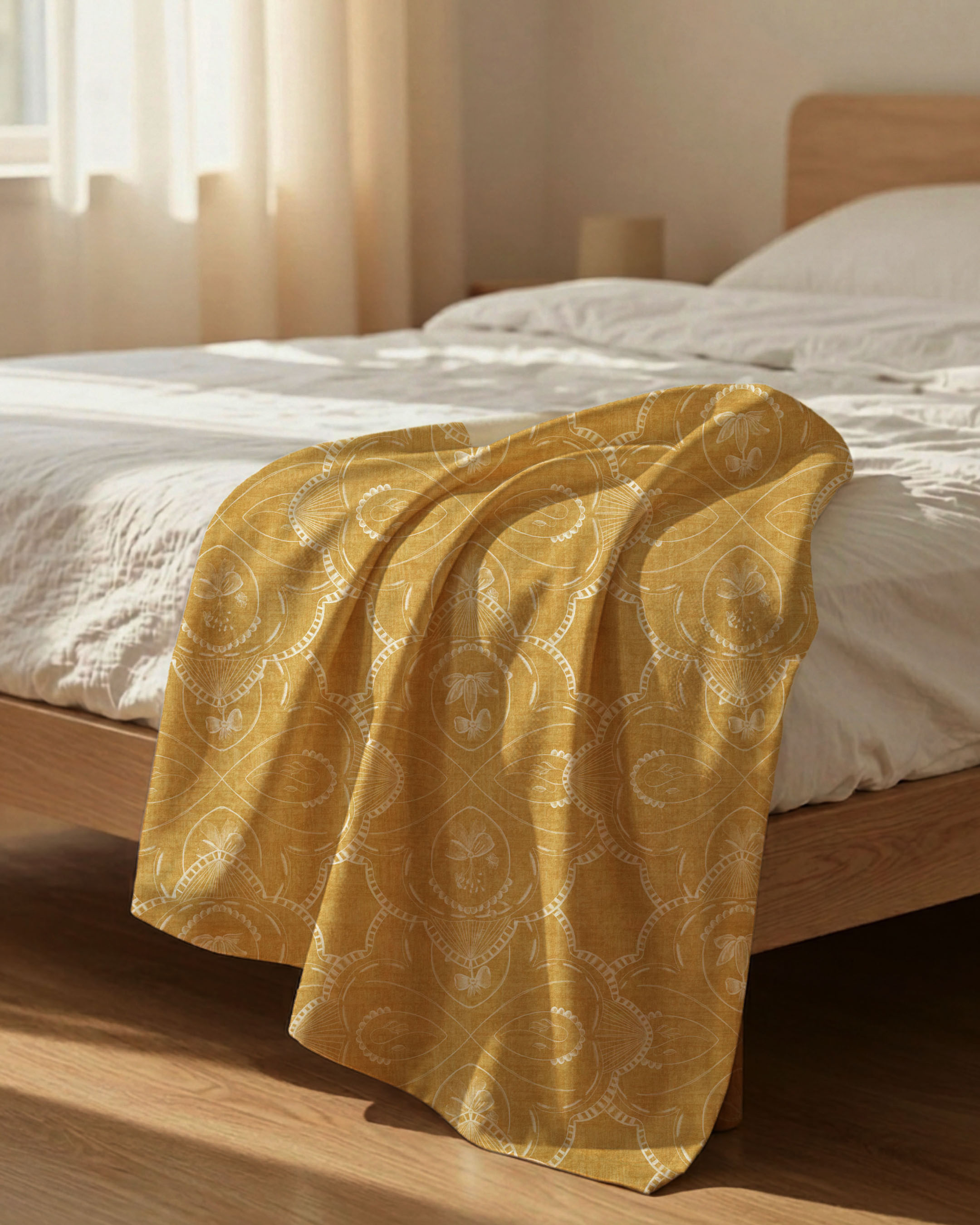 Kids Vintage Scallop Lace Organic Cotton Throw