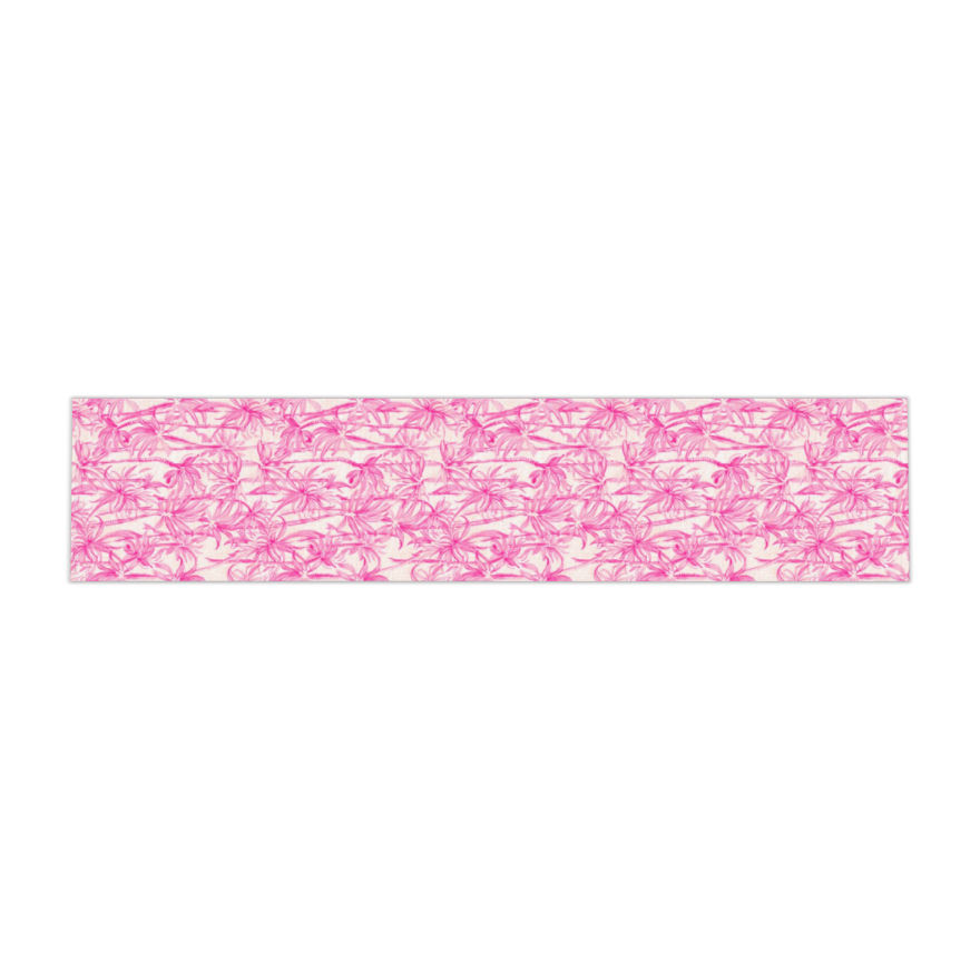 Thumbnail: Wild Palm Trees Linen Table Runner | Pink