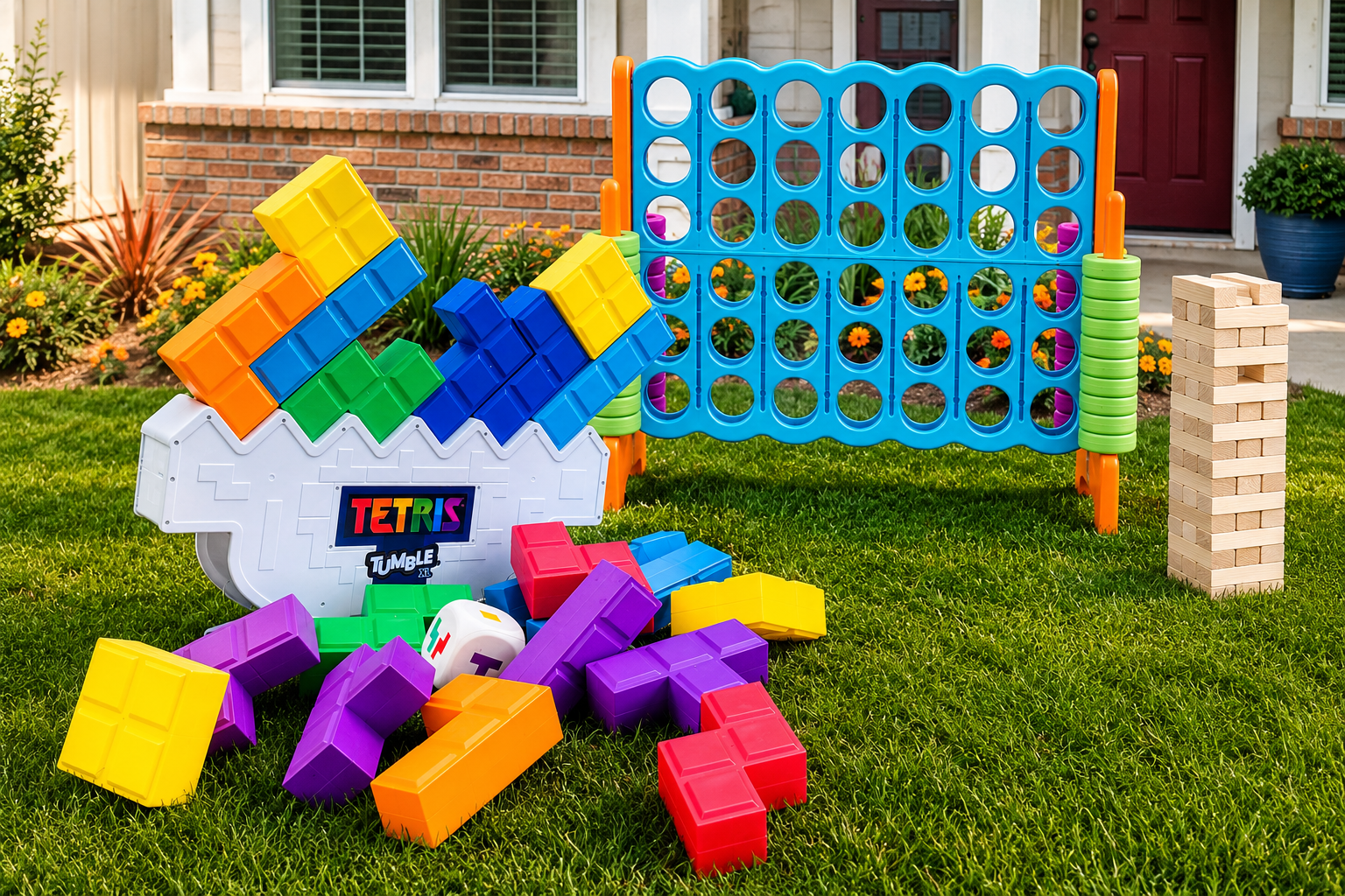 TikTok Fan Favorite party game bundle with Connect Four, Tetris and wood stacker in Roseville CA