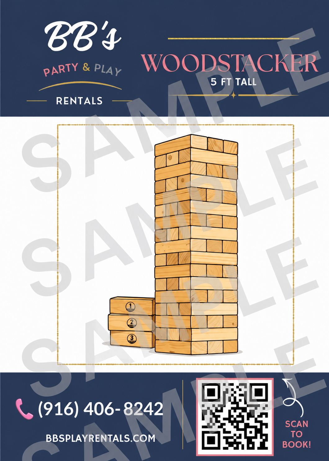 Giant Woodstacker operations card template sample — Light Brown style