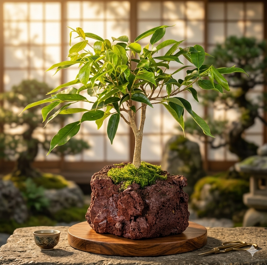 Oriental Ficus Bonsai In Lava Rock