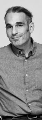Black-and-white portrait of Oláh Krisztián, HBellorin industrial designer