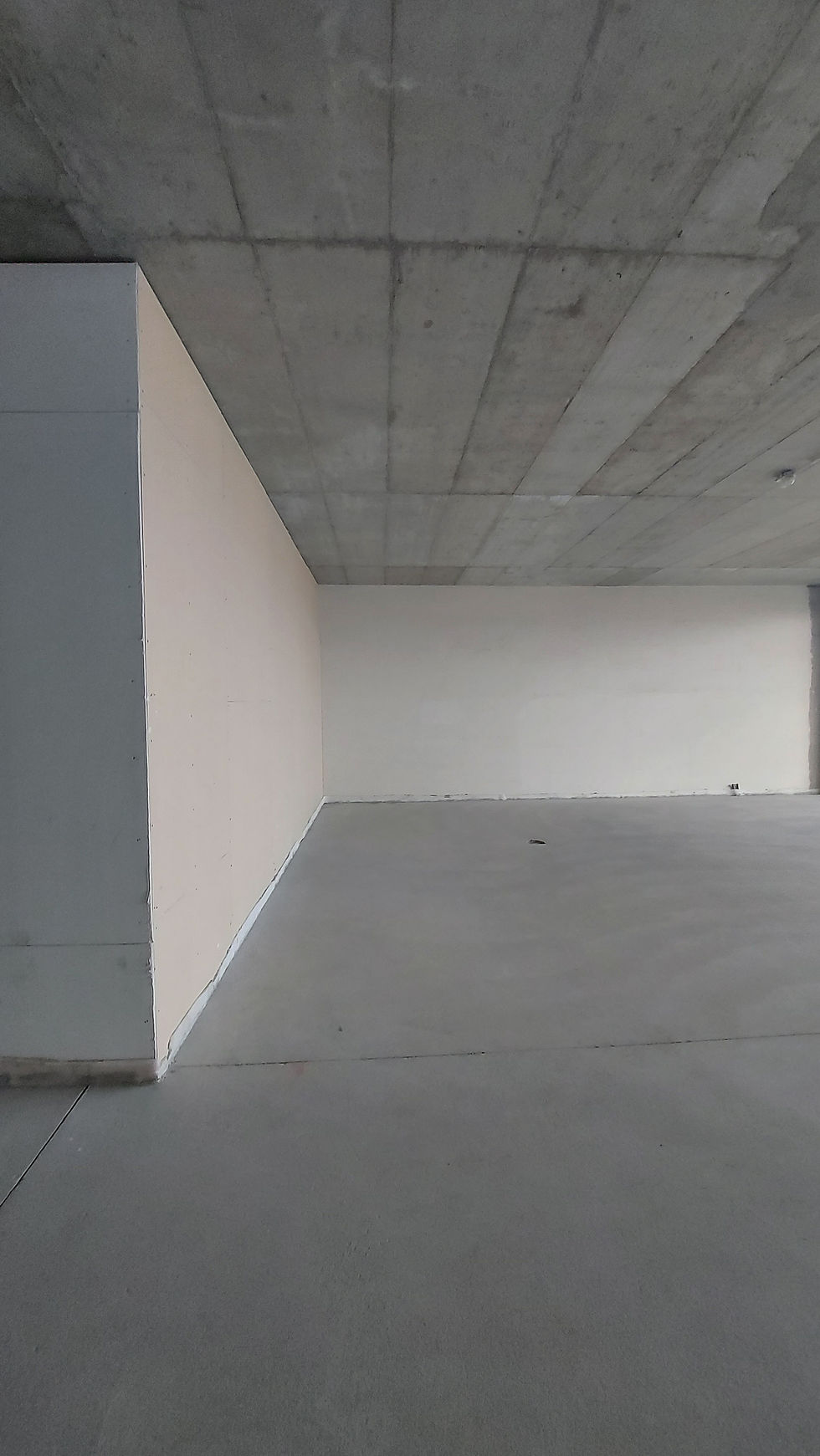 Empty room with unfinished concrete ceiling — before fitting, Elysium Residence, Budapest