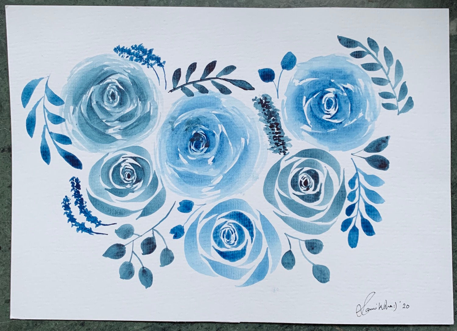 Bloom, watercolour on paper, 21 cm × 29.5 cm