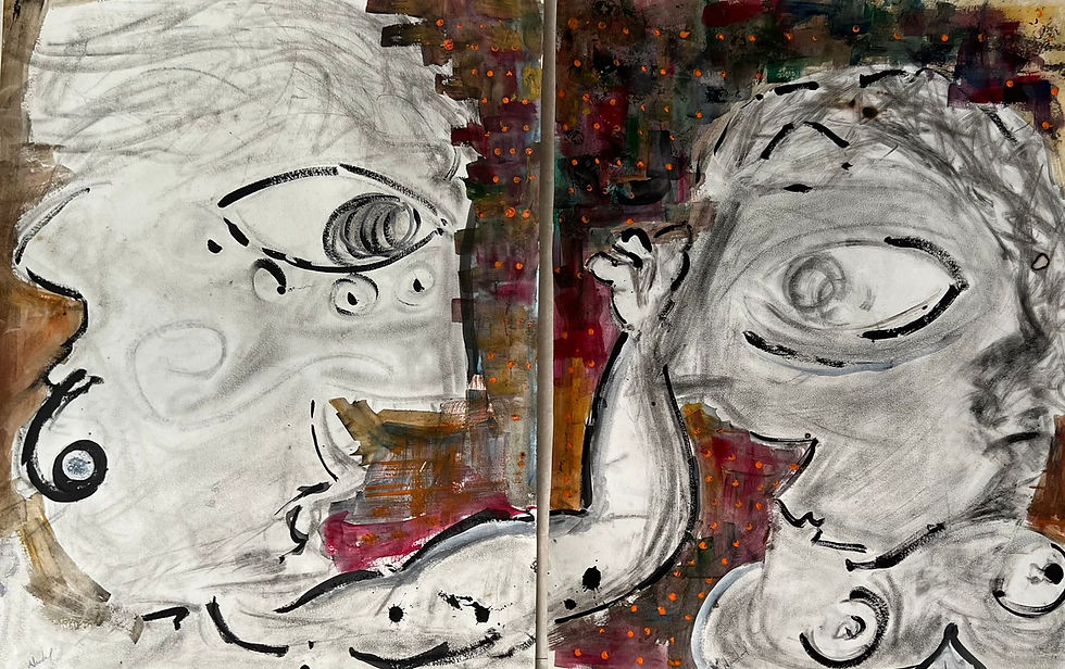 Conversations (set of 2), acrylic and charcoal on paper, 56 cm x 71 cm
