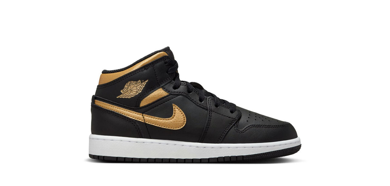 Jordan 1 Mid “Black/Gold” (Gradeschool)