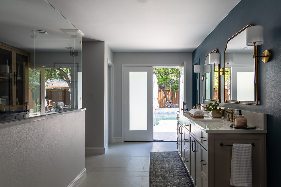 tara lenney design dallas master bath renovation french doors natural light