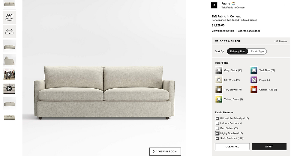 sofa with performance fabric good for kids
