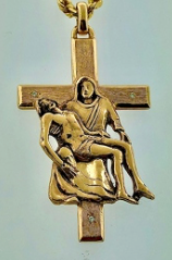 Mother & Son Cross Pendent -With 3 Diamonds