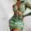 Thumbnail: MIRZA - Green CutOut Print Mesh Dress
