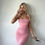 Thumbnail: MALINA - Pink Strapless Mesh Maxi Dress
