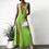 Thumbnail: VANINE - Green Plunging Neck Open Front Midi Dress
