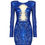 Thumbnail: EMMA - Blue Crystal Chain Design Sequins Patchwork Mesh Mini Dress 