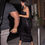 Thumbnail: HAYLEY - Black One Shoulder Leather Midi Dress