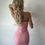 Thumbnail: MALINA - Pink Strapless Mesh Maxi Dress